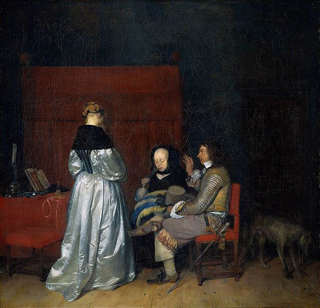 Three Figures conversing in an Interior, known as The Paternal Admonition